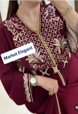 Caftan Moderne en Satin Brodé